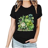 Womens St Pattys Day T Shirt Irish Lucky Clover Print T Shirts Tops Loose Fit Fashion Casual Short Sleeve Dressy Blouses