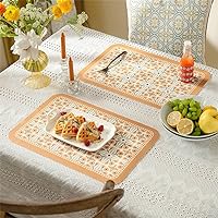 CHCDP 2 Pcs Table Mats Kitchen Accessories Decoration Placemat Leather Placemat Classical Style Printing Dining Table Mat (Color : D, Size : 30 * 45cm)