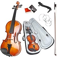 Kmise, 4 Solid Wood Fiddle for Adults, Beginners Students Kids, Hard Case with Hygrometer,Violin Bow,Shoulder Rest, Rosin,Extra Strings (3/4)