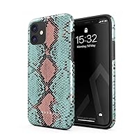 BURGA Phone Case Compatible with iPhone 11 - Hybrid 2-Layer Hard Shell + Silicone Protective Case -Mint Green Blue Pink Snake Skin Pattern Serpent Savage Wild - Scratch-Resistant Shockproof Cover