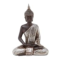 Deco 79 Polystone Buddha Decorative Sculpture Meditating Home Decor Statue with Engraved Carvings and Relief Detailing, Accent Figurine 6