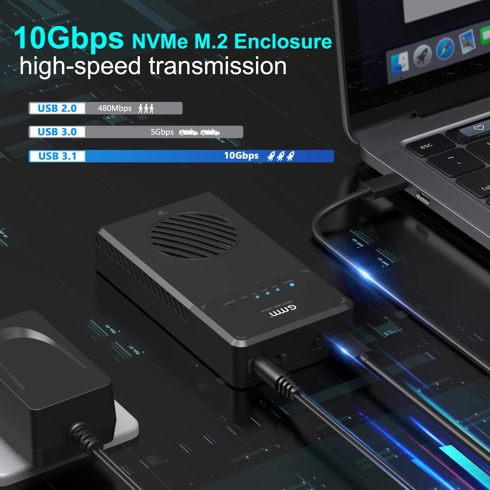 Mua Nvme M2 Duplicator Dual Bay Clone Enclosure Tool Free Usb To Nvme Adapter With Cooling Fan 3430