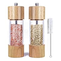 Zhong Wooden Salt and Pepper Grinder Set, Manual Salt and Pepper Mills with Acrylic Visible Window and Cleaning Brush (Size : 6 inch)