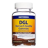 Enzymedica, DGL Stomach Soothe Gummies, Supports Digestive Health and Occasional Heartburn, Chocolate, 74 Count