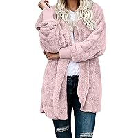 Womens Coat Fleece Jacket Fuzzy Outwear Women's Artificial Wool Plus Size Solid Color Sweatershirt Hooded Pullover Warm