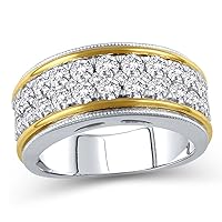 1.50 Cttw Diamond Multi-Row Vintage-Style Eternity Band Ring in 10K Two-Tone Gold (I-J/12-13)
