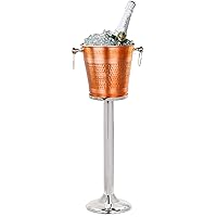 Hammered Copper Lightweight Ice Bucket |Highly Conductive Cooler & Cellar Bucket with Nickel Plated Free Stand | Kitchen Ware & Bar Wares
