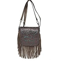 Texas West Western Genuine Leather Cowgirl Crossbody Messenger Fringe Laser Cut Purse Bag in 5 colors