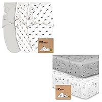 KeaBabies 3-Pack Baby Swaddle Sleep Sacks and 2-Pack Jersey Fitted Baby Crib Sheets - Organic Newborn Swaddle Sack - Soft & Breathable Crib Sheets for Boys and Girls