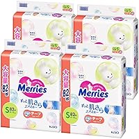 [Amazon.co.jp Limited] [Tape S Size] Merries Smooth Air Through (8 - 8 kg)), 328 Sheets (82 Sheets x 4), Case Product
