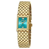 BOFAN Gold Watches for Women Luxury Ladies Quartz Wrist Watches with Stainless Steel Bracelet,Waterproof.Womens Casual Fashion Small Gold Watch.Tools Bracelet Adjustment Included.(Light Blue-Gold)