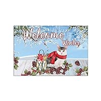 Rectangle Placemats Set of 6 Merry Christmas Welcome Winter Cat Fall Placemats 30x45 Cm Oxford Fabric Dining Table Mats for Home Table Decorations Wedding Outdoor Party Table Decorations