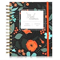Hard Cover Meal Planner Notebook - Spiral Bound W/Menu Planner, Reusable Grocery List, Weekly Budget Planner & Gift Box | weekly meal planner