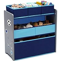 Design and Store 6 Bin Toy Organizer, Grey/Blue