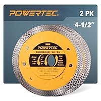 POWERTEC 4-1/2 Inch Super Thin Diamond Saw Blades for Angle Grinder, Turbo Mesh Rim Tile Blade for Porcelain and Ceramic Tile Cutting, 4.5