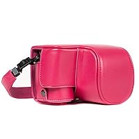 MegaGear Sony Alpha A6500 (16-50 mm) Ever Ready Leather Camera Case and Strap, with Battery Access - Hot Pink - MG1234