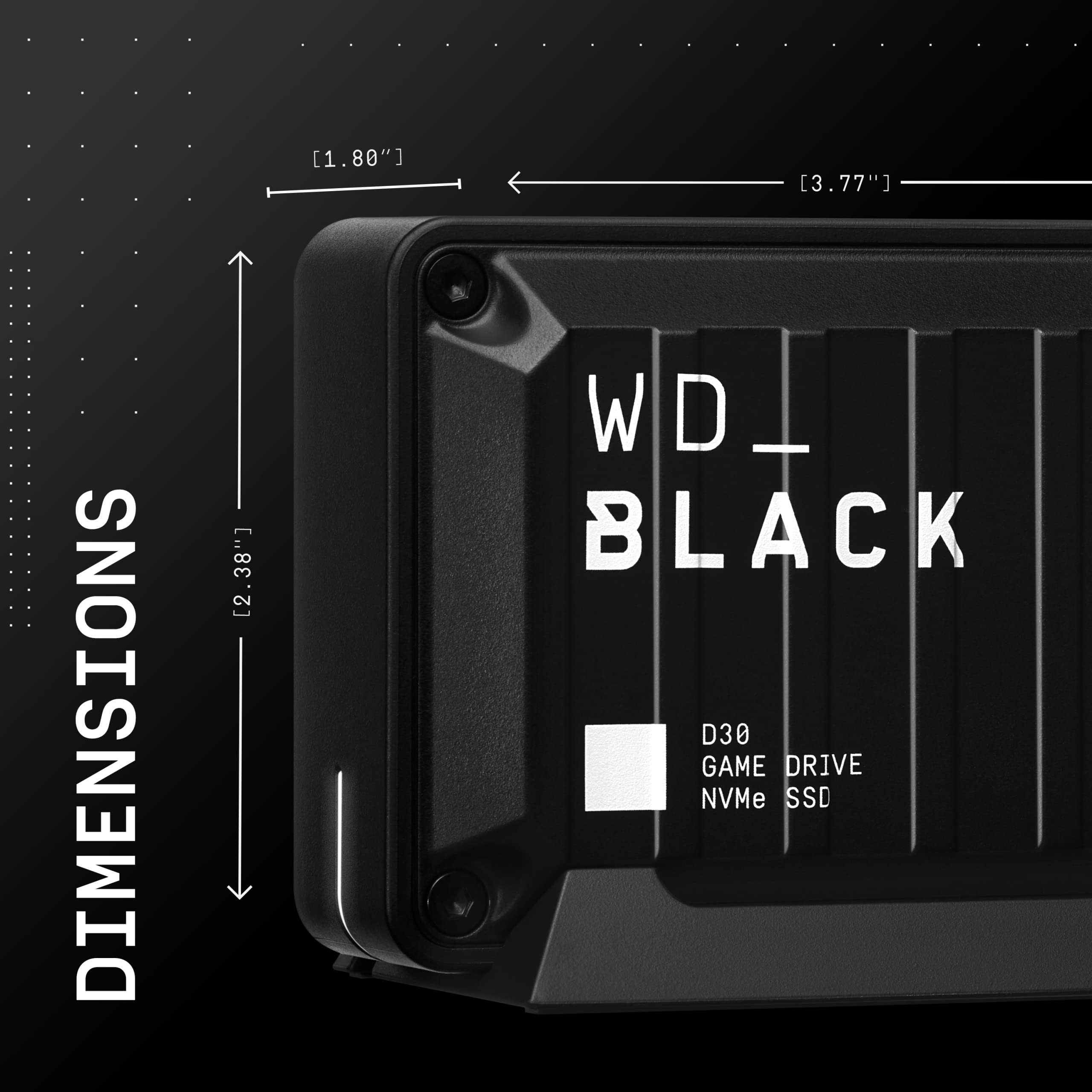 WD_BLACK 1TB D30 Game Drive SSD - Portable External Solid State Drive, Compatible with Playstation, Xbox, & PC, Up to 900MB/s - WDBATL0010BBK-WESN