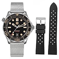 watchdives NH35 Automatic Men Watches WD007 Titanium NTTD Dive Watch 42mm Domed Sapphire Crystal Wristwatch 100m Waterproof with Rubber Watch Band