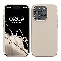 kwmobile Case Compatible with iPhone 15 Pro Case - Slim Soft TPU Silicone Cover - Cream