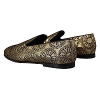 Gold Jacquard Flats Mens Loafers Shoes EU43/US10