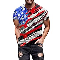 Mens American Flag Shirts 2024 Casual Summer Patriotic 4th of July Retro Shirt Independece Day Slim Fit Printed T-Shirts