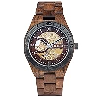 BOBO BIRD Mens Wooden Watches Skeleton Mechanical Wooden Watch Lightweight Luxury Wrist Watches with Natural Wood Band Limited Collection for Men