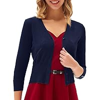 GRACE KARIN Women's Cropped Cardigan V-Neck Button Down Open Front Ribbed Knit Shrug Sweater