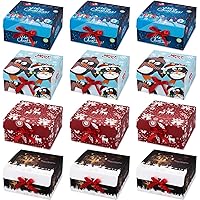  Giiffu 18 Kraft Christmas Gift Boxes with Lids, 12
