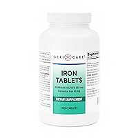 Ferrous Sulfate Tablets 325mg, Elemental Iron 65mg High Potency Iron Supplement, 1000 Count (Pack of 1)