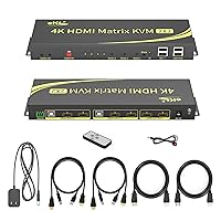 eKL Matrix Dual Monitor KVM Switch 2x2 HDMI 4K@60Hz 4:4:4, 2K@144Hz HDCP 2.2 Supports Extended Didplay and PC1 PC2 Display on 2 Monitors Separately