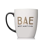 Pearhead Bae Best Aunt Ever Ceramic Mug, Aunt Coffee Mug, Best Aunt Gifts, 16 oz