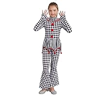 TiaoBug Kids Girls Circus Clown Costume Halloween Cosplay Party Jester Clown Fancy Dress Up Checkerboard Jumpsuit Romper