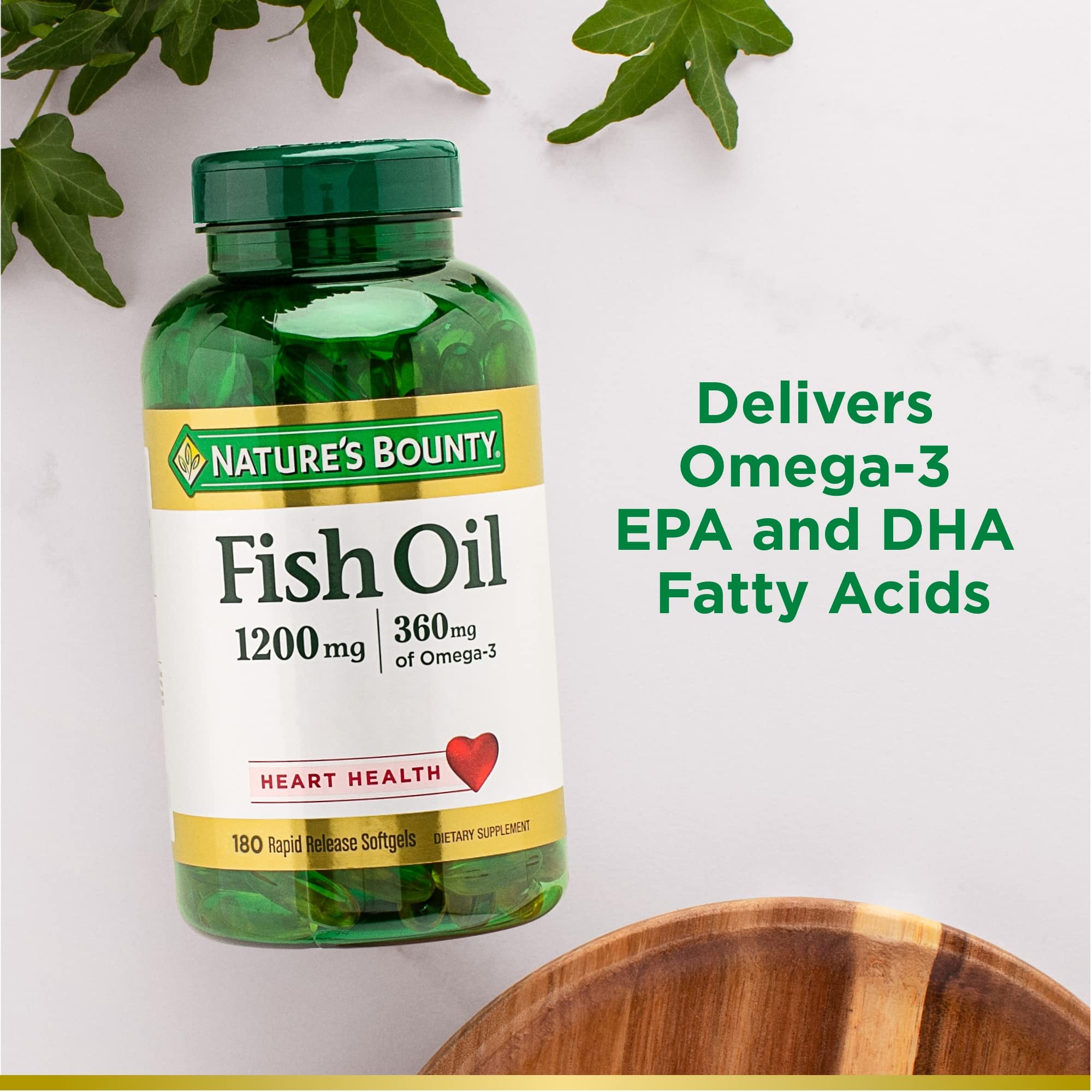 Nature's Bounty Fish Oil, Supports Heart Health, 1200 Mg, Rapid Release Softgels, 200 Ct
