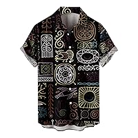 Hawaiian Shirt for Men Silk Cool Graphic Casual Loose Style Beach Short Sleeve Summer Printed Vacation Shirt