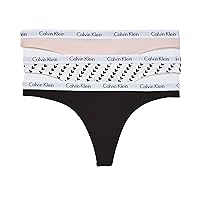 Calvin Klein Women's Signature Cotton Logo Stretch Thong Panties, 3 Pack