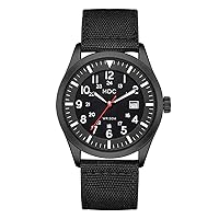Black Military Analog Wrist Watch for Men, Mens Army Field Tactical Sport Watches Work Watch, Waterproof Outdoor Casual Quartz Wristwatch,5ATM Waterproof
