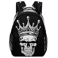 Funny Skeleton Skull Scary Face Crown Backpack Casual Daypack Lightweight Travel Bag Work Bag Laptop Bag Business Backpack for Adult