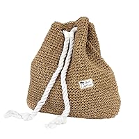 TONWHAR® Campus Fashion Straw Shoulder Bag Beach Backpack Purse (Brown)