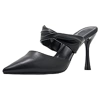 Women Pointed Toe Mule High Heels Twisted Band Slip On Dress Heels Office Suit Slide Sandals
