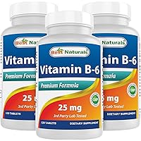 Best Naturals Vitamin B6 25mg, 120 Tablets (120 Count (Pack of 3))