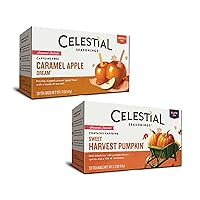 Celestial Seasonings Sweet Harvest Pumpkin Black Tea, 20-tea Bags, 2.3oz and Celestial Seasonings Caramel Apple Dream Tea, 20 Count Tea Bags -2 Boxes (40 Bags) Limited Edition Fall Flavors Bundle
