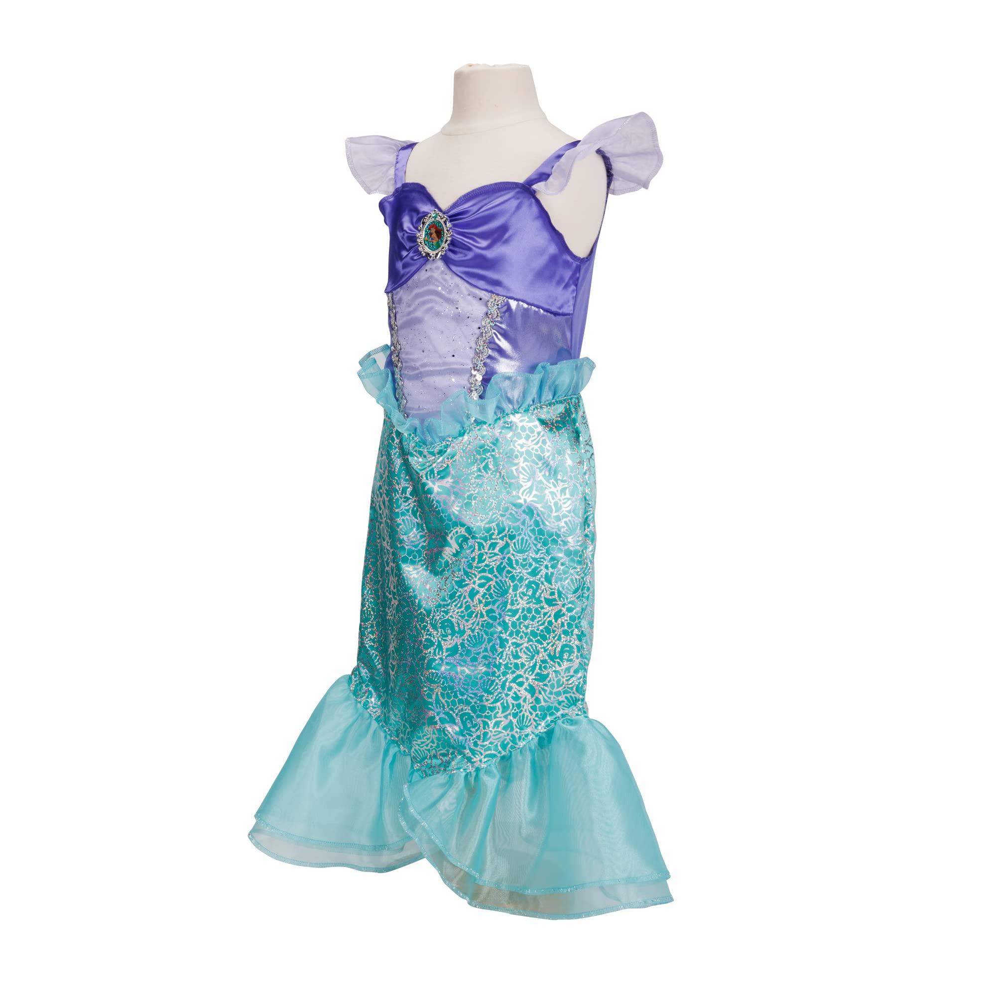 Disney Princess Ariel Dress Beautiful Holofoil Print with Platinum Finish, Celebrate Disney 100 Years of Wonder! Child Size 4-6X
