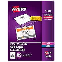 Avery Top-Loading Clip Style Name Badges, 2-1/4