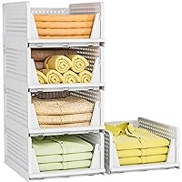 Neprock Clothes Organizers and Storage, 5 Pack Stackable Plastic Storage Bins, Foldable Closet Organizers and Storage for Clothing(5L)