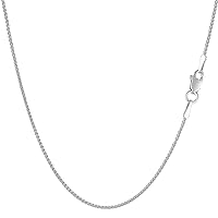 Jewelry Affairs 14k White Gold Round Wheat Chain Necklace, 1.0mm
