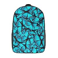 Blue Monarch Butterfly 17 Inches Unisex Laptop Backpack Lightweight Shoulder Bag Travel Daypack