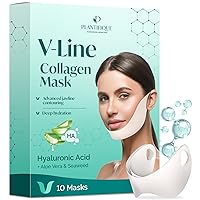 V-Line Collagen Mask for face 10 PCS Chin Strap for Double Chin Women & Men, V Line Lifting Mask with Collagen and Hyaluronic Acid V Shape Face Tape Chin and Neck Mask for Skin Firming
