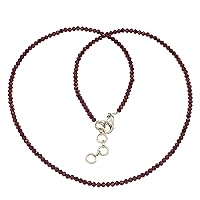 Bella Carina 2.5mm Faceted Garnet Bead Chain of Length 44-47cm, Without, Garnet