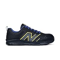 New Balance Men's Aluminum Toe Evolve Industrial Shoe, Black/Blue/Yellow, 7.5 X-Wide