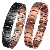 MagEnergy Copper Bracelet for Men Lymphatic Drainage Therapeutic Lymph Detox Magnetic Bracelets Pain Relief for Arthritis Elegant 99.9% Solid Copper Jewelry with Magnets